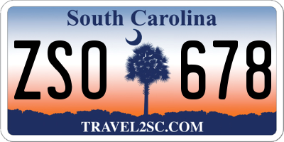 SC license plate ZSO678