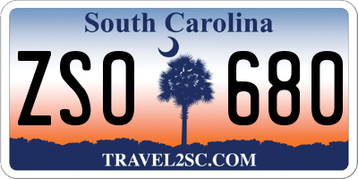 SC license plate ZSO680