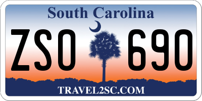 SC license plate ZSO690