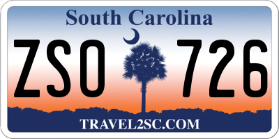 SC license plate ZSO726