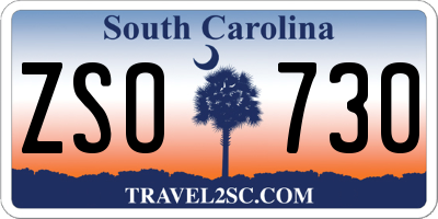 SC license plate ZSO730