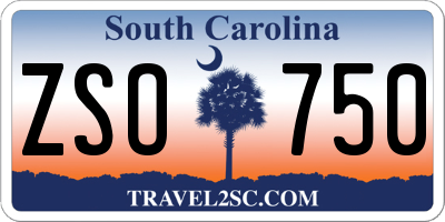 SC license plate ZSO750