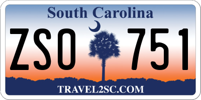 SC license plate ZSO751