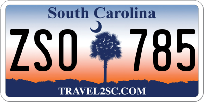 SC license plate ZSO785