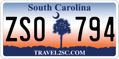 SC license plate ZSO794