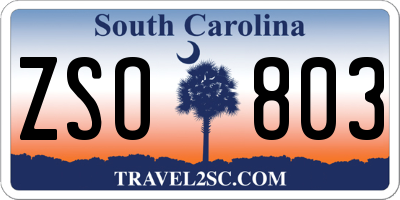 SC license plate ZSO803