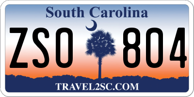 SC license plate ZSO804