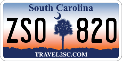 SC license plate ZSO820