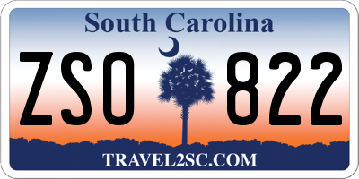 SC license plate ZSO822