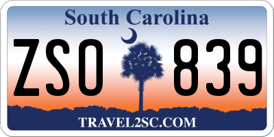 SC license plate ZSO839