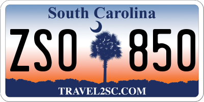 SC license plate ZSO850