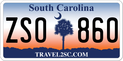 SC license plate ZSO860