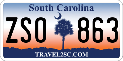 SC license plate ZSO863
