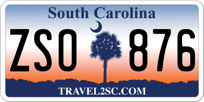 SC license plate ZSO876