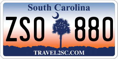SC license plate ZSO880