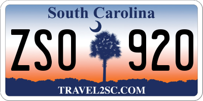 SC license plate ZSO920