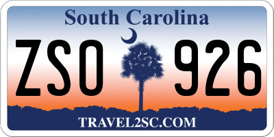 SC license plate ZSO926