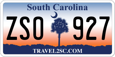 SC license plate ZSO927