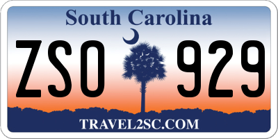 SC license plate ZSO929
