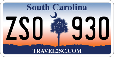 SC license plate ZSO930