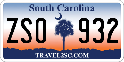 SC license plate ZSO932