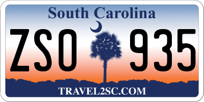 SC license plate ZSO935