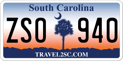 SC license plate ZSO940