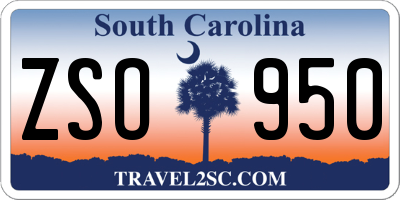 SC license plate ZSO950