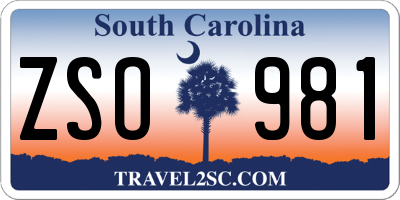 SC license plate ZSO981