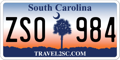 SC license plate ZSO984