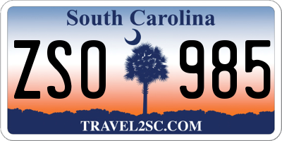 SC license plate ZSO985