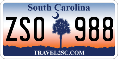 SC license plate ZSO988
