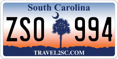SC license plate ZSO994