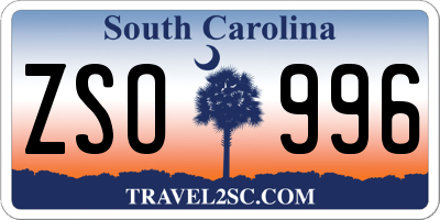SC license plate ZSO996