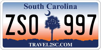 SC license plate ZSO997
