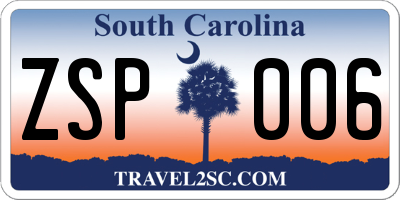 SC license plate ZSP006