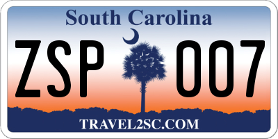 SC license plate ZSP007