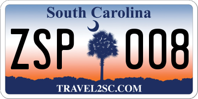 SC license plate ZSP008
