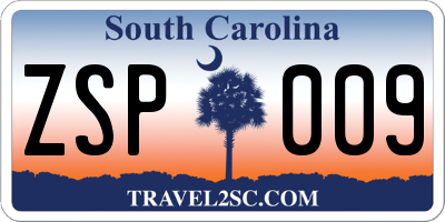 SC license plate ZSP009