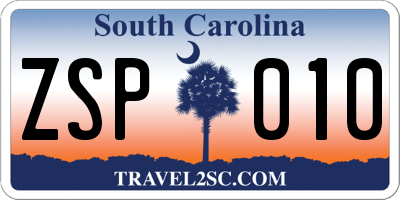 SC license plate ZSP010