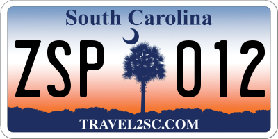 SC license plate ZSP012