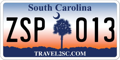 SC license plate ZSP013