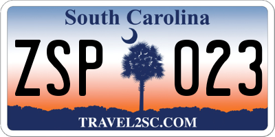 SC license plate ZSP023