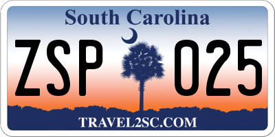 SC license plate ZSP025