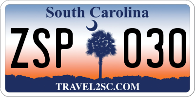 SC license plate ZSP030