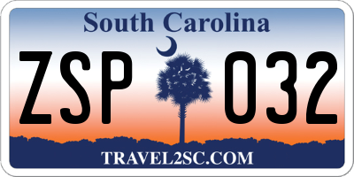 SC license plate ZSP032