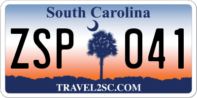 SC license plate ZSP041