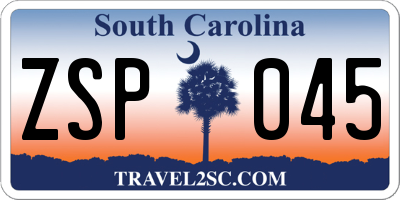 SC license plate ZSP045