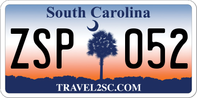 SC license plate ZSP052