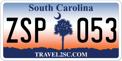 SC license plate ZSP053